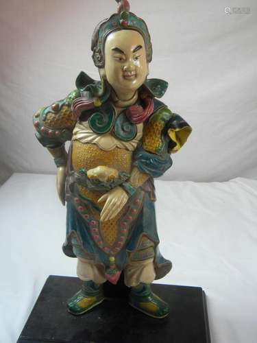 Antique Chinese Warrior Porcelain Statue