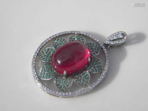 Natural Red Agate Silver Pendant