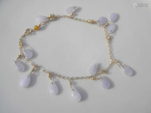 14K Gold Natural Jadeite Bracelet