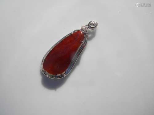 18K Gold Natural Red Jadeite Melon Pendant