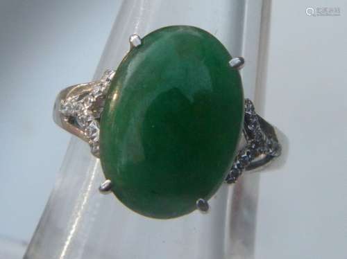 Natural Green Jadeite Ring, size of jadeite 16mm