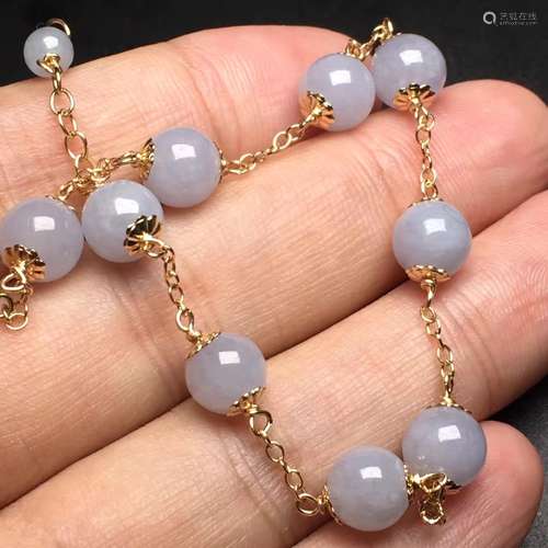 14K Gold Natural Jadeite Bracelet