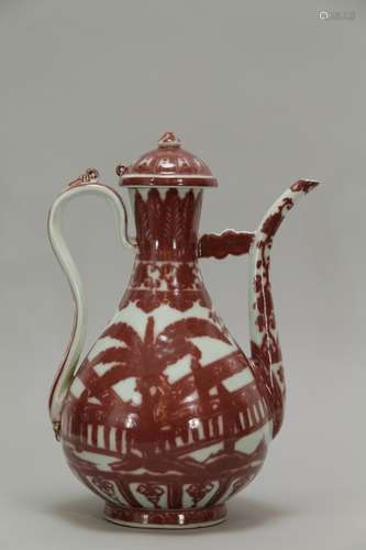 Chinese Copper Red Porcelain Ewer