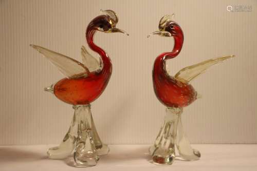 Pair of Glass Vanish Swan