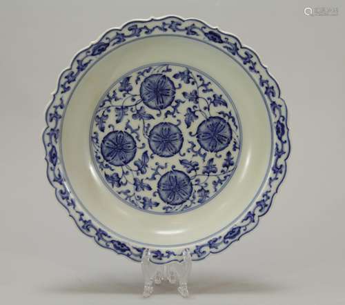 Chinese Blue/White Porcelain Plate w/ Mark