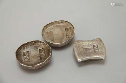 3 Pieces of Chinese Silver Ingots