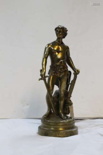 Antique Bronze of a Yound Man by A. Gauden