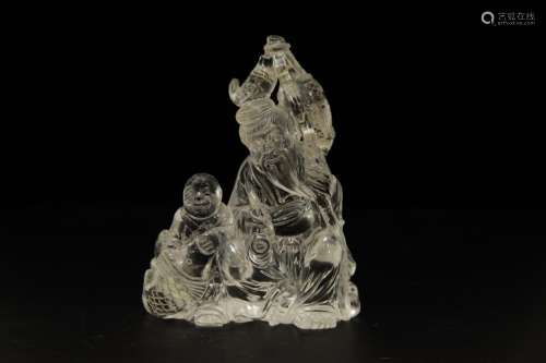 Chinese Crystal Figures of Child and Old Man