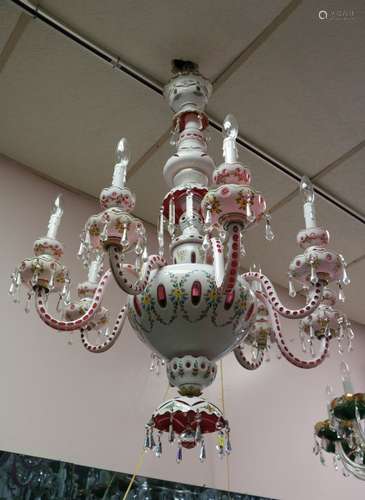 8Lights Overlay Bohemian 1940's Crystal Chandelier