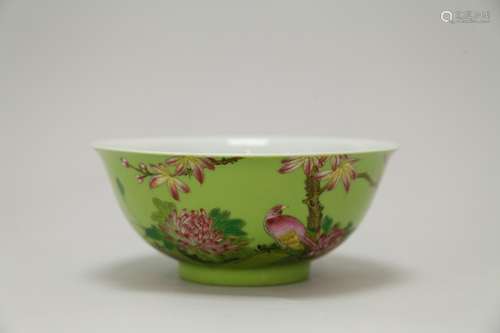 Chinese Enameled Porcelain Bowl, Marked