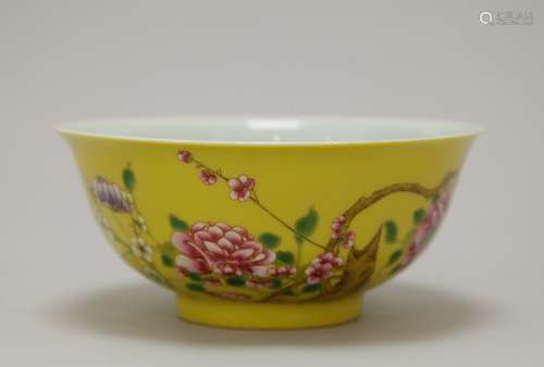 Chinese Enameled Porcelain Bowl, Marked