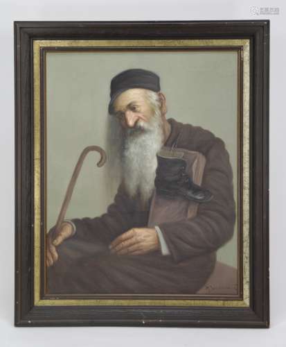Oil on Canvas Painting of a Jewish Traveler, Signe