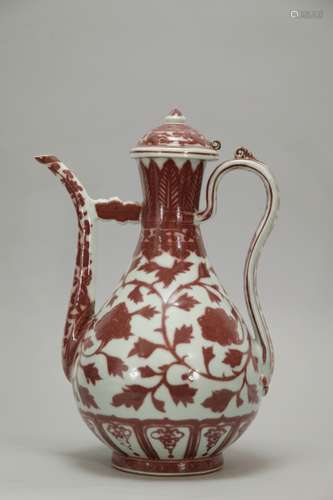 Chinese Copper Red Porcelain Ewer