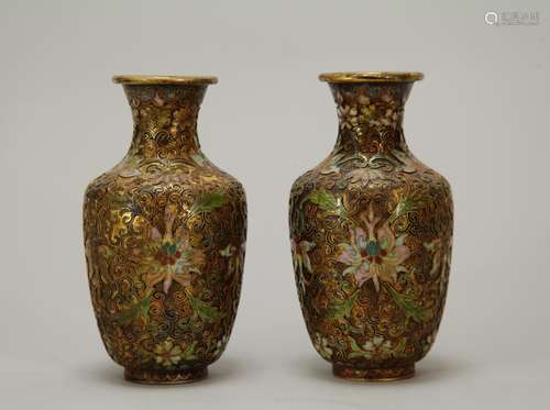 Chinese Pair of Cloisonne Vases