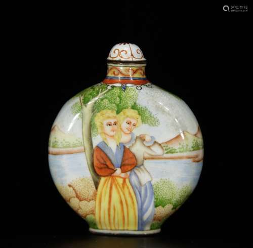 Chinese Enamel European Subjected Snuff Bottle