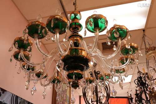 Bohemian 1950s Enameled 15 Lights Chandelier