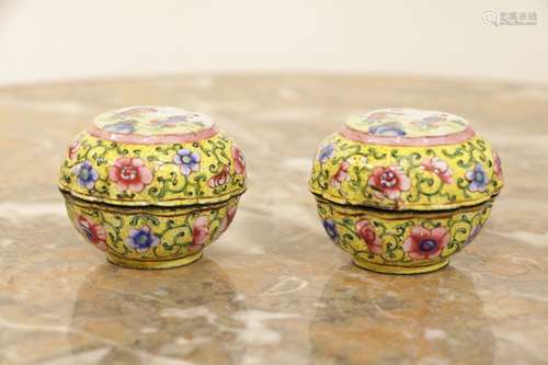 Pair of Chinese Cloisonne Makeup Boxes