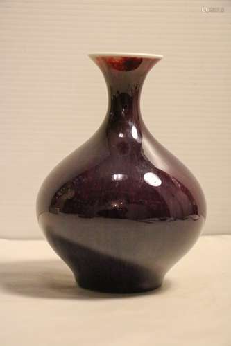 Chinese Purple Porcelain Vase, Marked