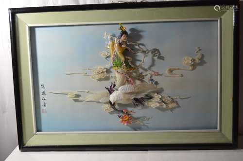 Mother Pearl Carved Beauty&Red-Crowned Crane