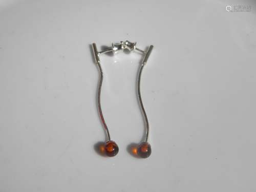 Pair of Natural Baltic Amber Earrings