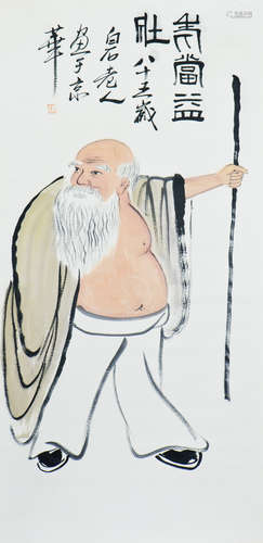 A CHINESE SCROLL PAINTING OF FIGURAL MOTIF, AFTER QI BAISHI