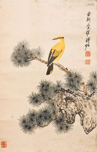 A CHINESE SCROLL PAINTING OF FLORAL AND AVIAN MOTIF, AFTER  PU ZUO