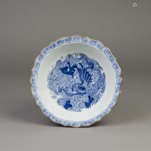 A CHINESE BLUE AND WHITE PORCELAIN NARCISSUS POT