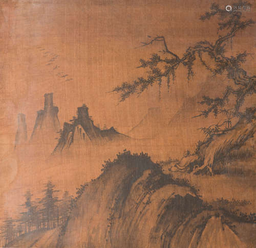 A CHINESE PAINTING OF LANDSCAPE MOTIF