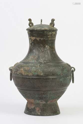 A BRONZE RITUAL WINE VESSEL, ZUN, WARRING STATES