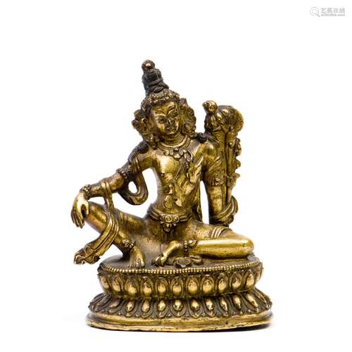 A TIBETAN GILT BRONZE FIGURE OF BUDDHA , QING DYNASTY