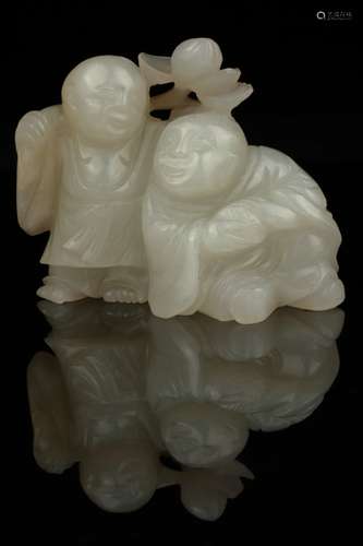 Mutton Fat White Jade 'HeHe Erxian', Ming,