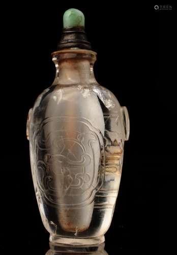 Rock Crystal Carved Snuff Bottle, Qing Dynasty,