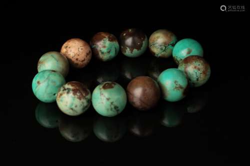 A Tibetan turquoise mala bead bracelet, Qing