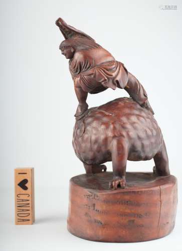 A 17th c. carved bamboo figure of 