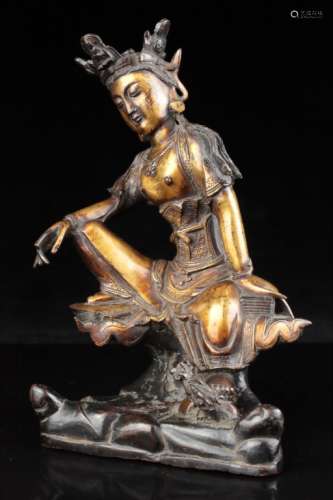 Gilt bronze seated 'Water-Moon' Guanyin, Yuan-Ming