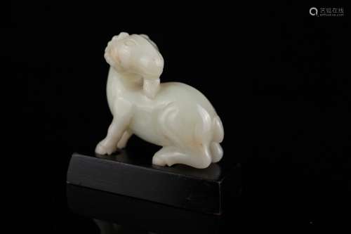 White Jade Figure of a Ram, Qing dynasty,
