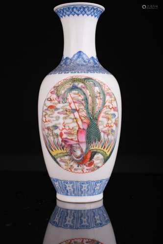 Famille Rose 'Dragon and Phoenix' vase, 20th c.,