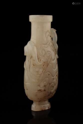 An unusual small white jade vase, Qing dynasty,