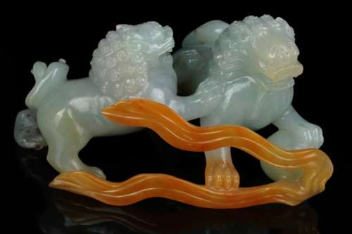 Jadeite Group of Budhistic Lions, Qing Dynasty