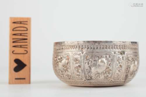 An inscribed burmese silver small bowl,