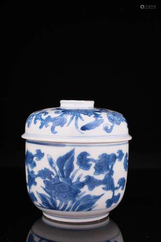 Chinese Kangxi Blue & White Porcelain Covered Bowl