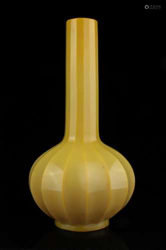 An imperial Peking yellow glass vase, Qianlong,