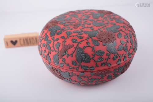 A Japanese cinnabar lacquer box, Meiji