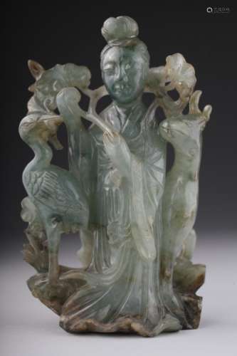 An antique jadeite Immortal group, Qing dynasty,
