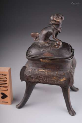 A parcel gilt bronze censer, Qing dynasty,