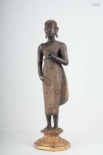 A Thai bronze figure of, standing Buddha