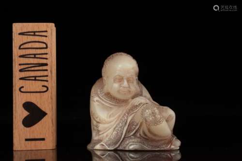 A shoushan carved figure of Luohan, 20th c.,