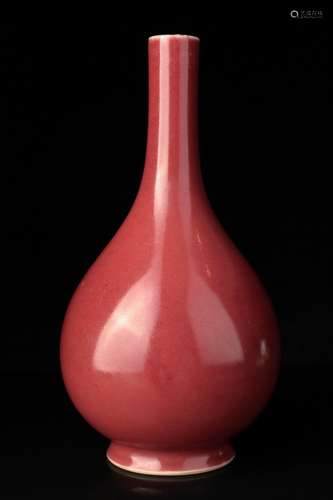 A copper red glaze bottle vase, Qing dynasty,