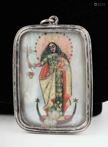 A Mexican Colonial Lady of Guadaloupe 19th C.