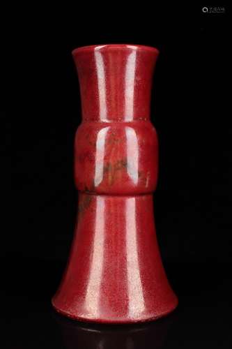 A Chinese ox blood vase, Qing Dynasty